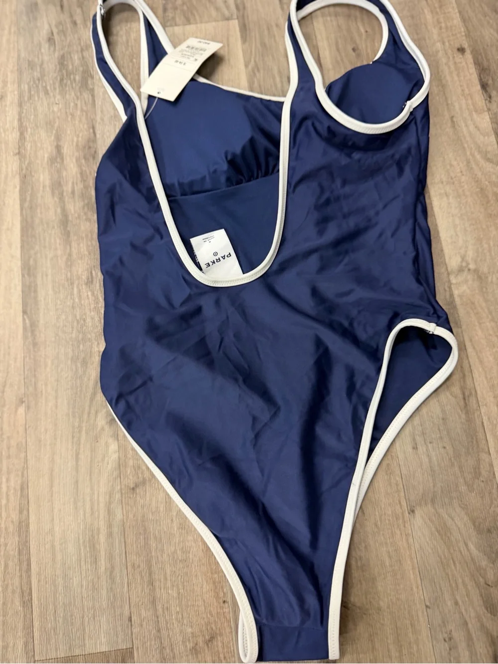 PARKE Navy One-Piece Swimsuit with White Trim NWT size small